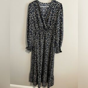 Navy Ditsy Floral Maxi Dress